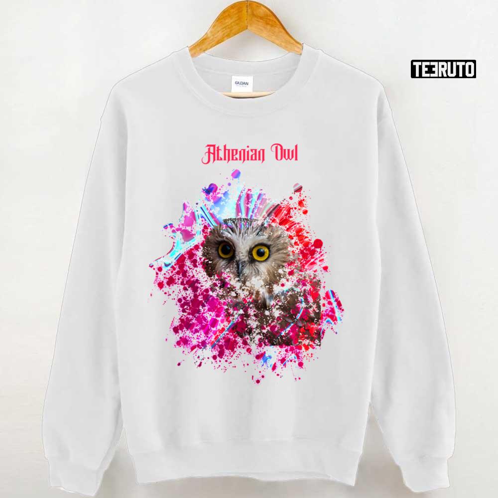 Athenian Owl Paint Splash Design Unisex T Shirt Teeruto