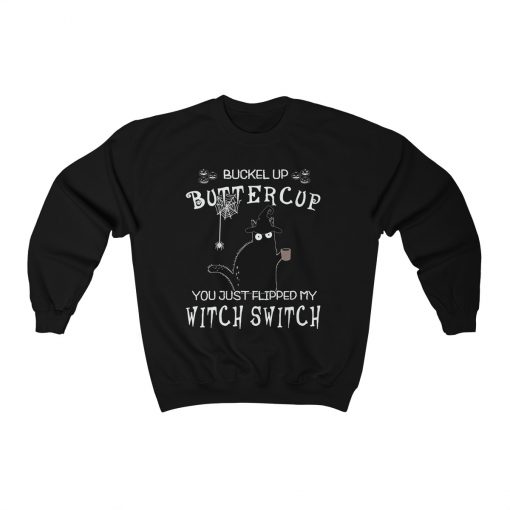Buckle Up Butter Cup, Black Cat Halloween Unisex T-Shirt, Sweatshirt, Hoodie
