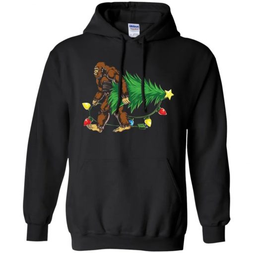 Bigfoot Carrying Christmas Tree Unisex Hoodie