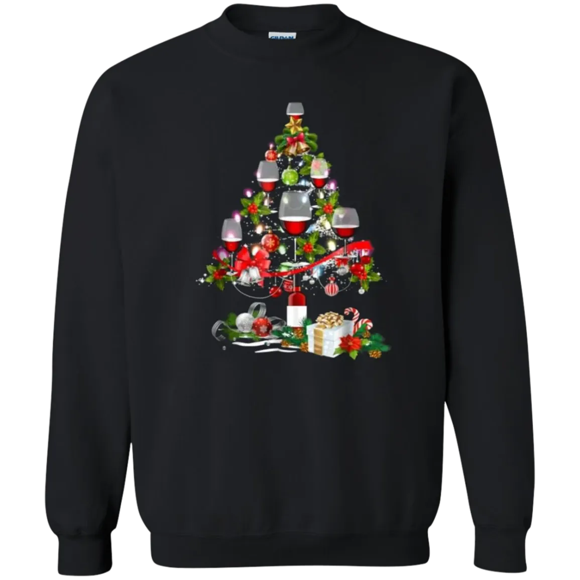 Christmas Tree Wine Glass Unisex Sweatshirt