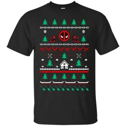 Deadpool Christmas Present Wolverine T- Shirt