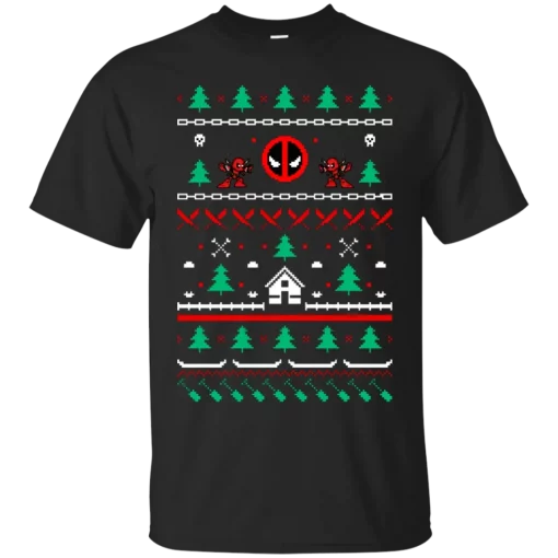 Deadpool Christmas Present Wolverine T- Shirt