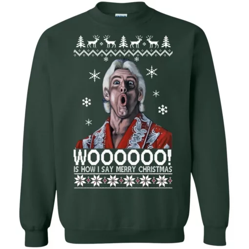 Green Ric Flair Woo Christmas Unisex Ugly Sweatshirt