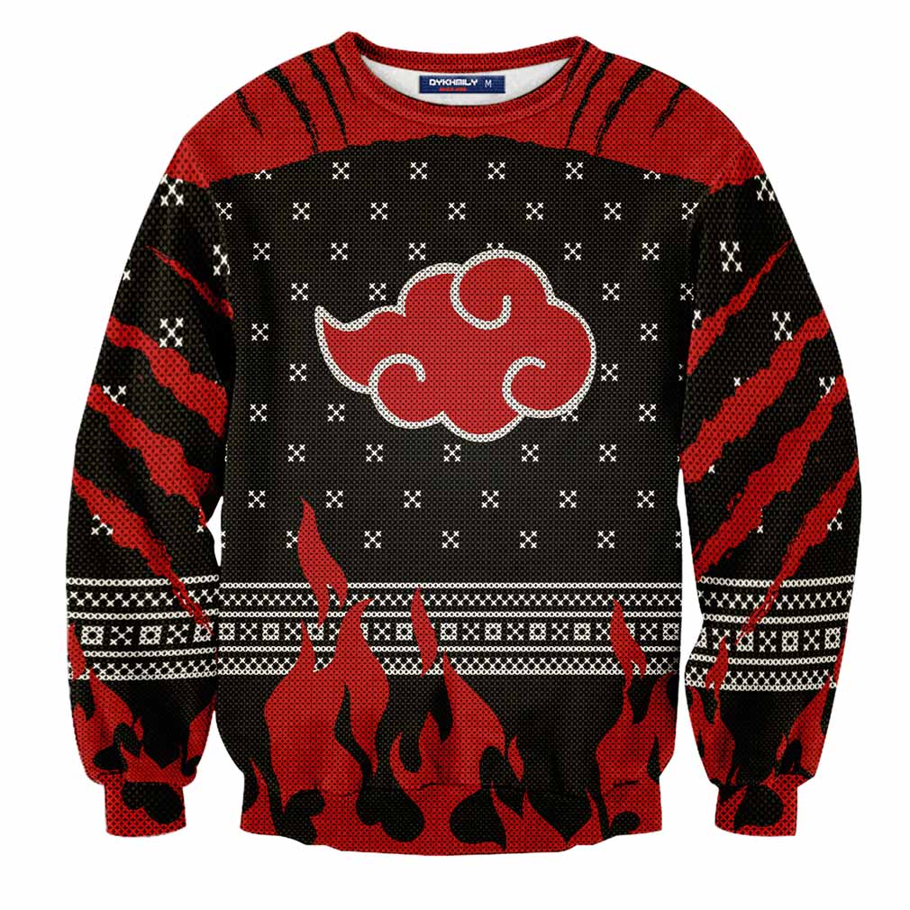 Akatsuki Pride Wool Knitted Sweater, Christmas Naruto 3D Sweater