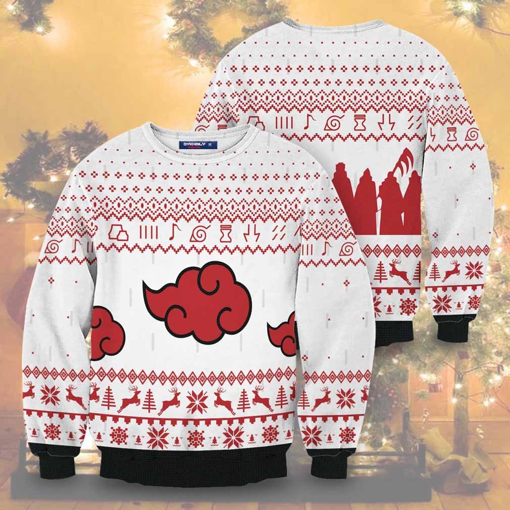 akatsuki white wool knitted sweater naruto christmas sweater 3d 231563