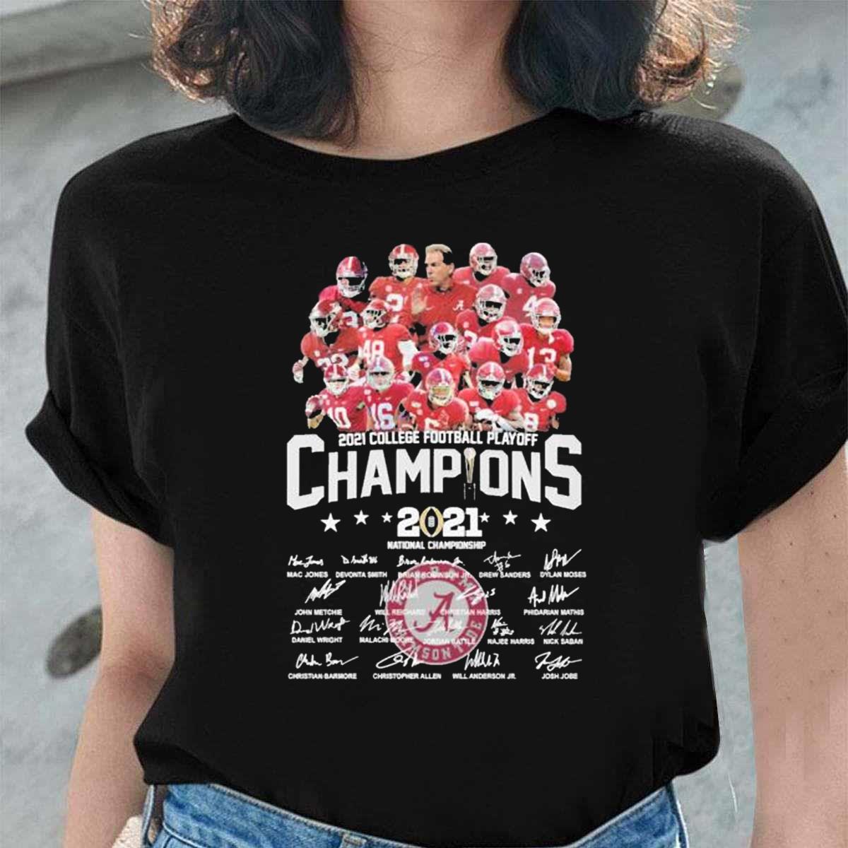 Alabama Crimson Football Playoff Champions 2021 Signatures Unisex T-Shirt