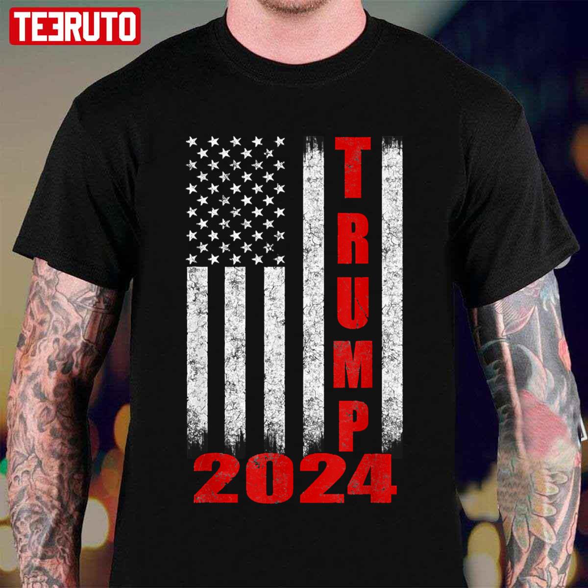 American Flag Trump 2024 Unisex T-Shirt