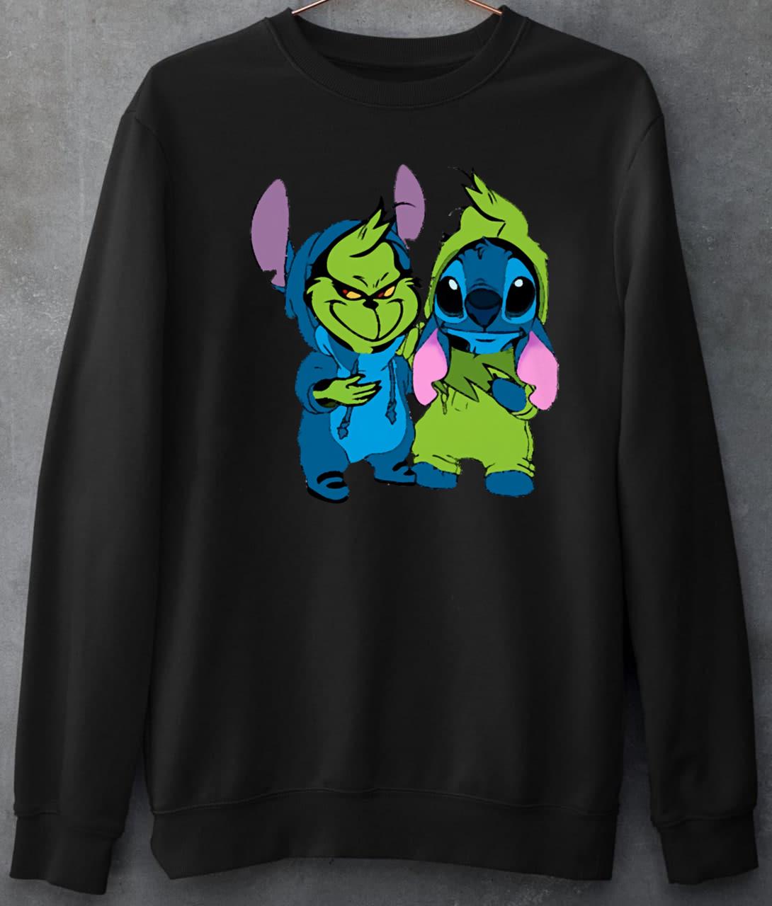 Baby Grinch and Stitch Christmas Sweatshirt