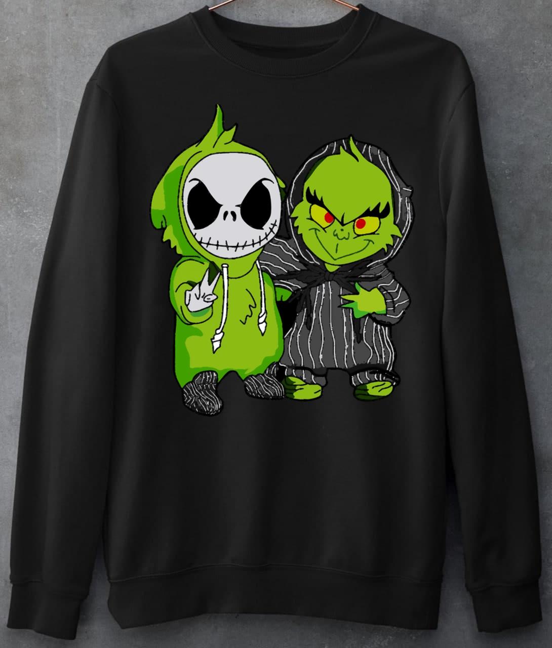 Baby Jack Skellington And Grinch Christmas Ugly Sweatshirt