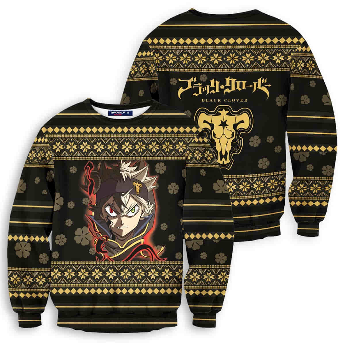 Black Clover Sweater, Black Clover Christmas Wool Knitted Sweater