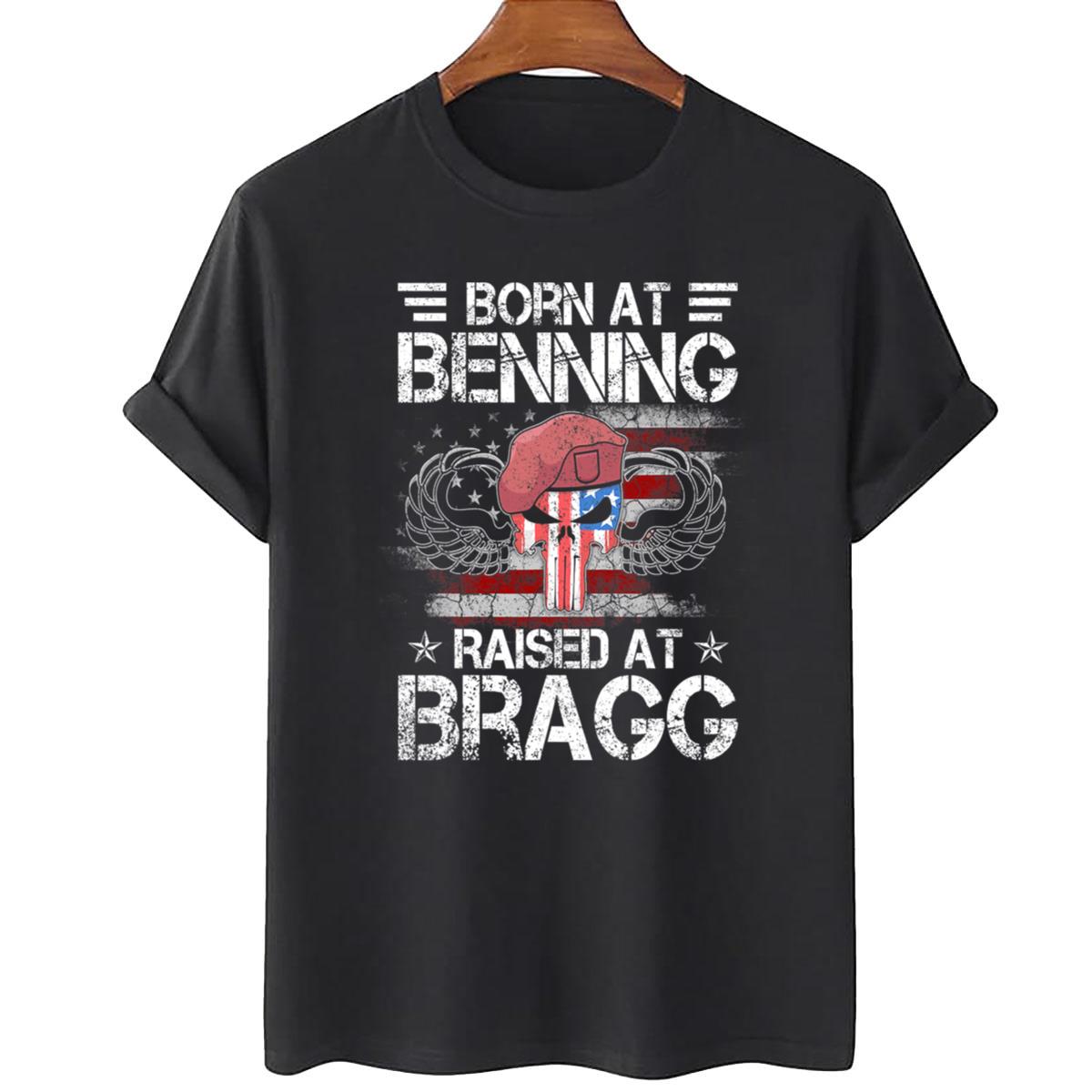 Born At Ft Benning Raised Fort Bragg Airborne Veterans T-Shirt