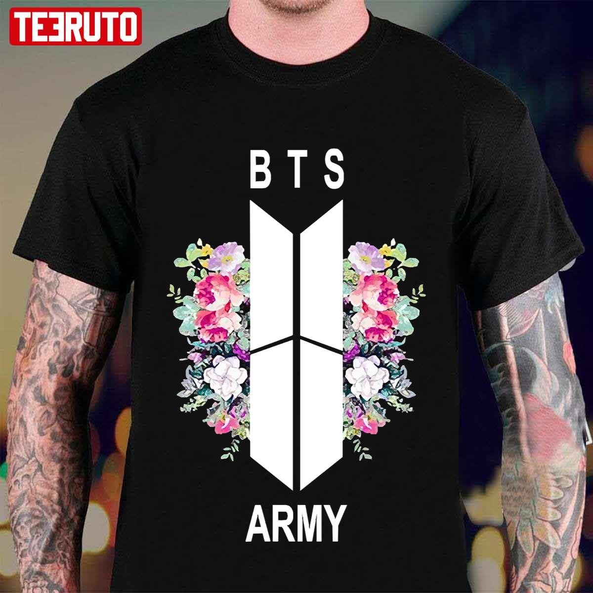 Aandringen tandarts voor de helft BTS Army Floral Unisex T-Shirt - Teeruto