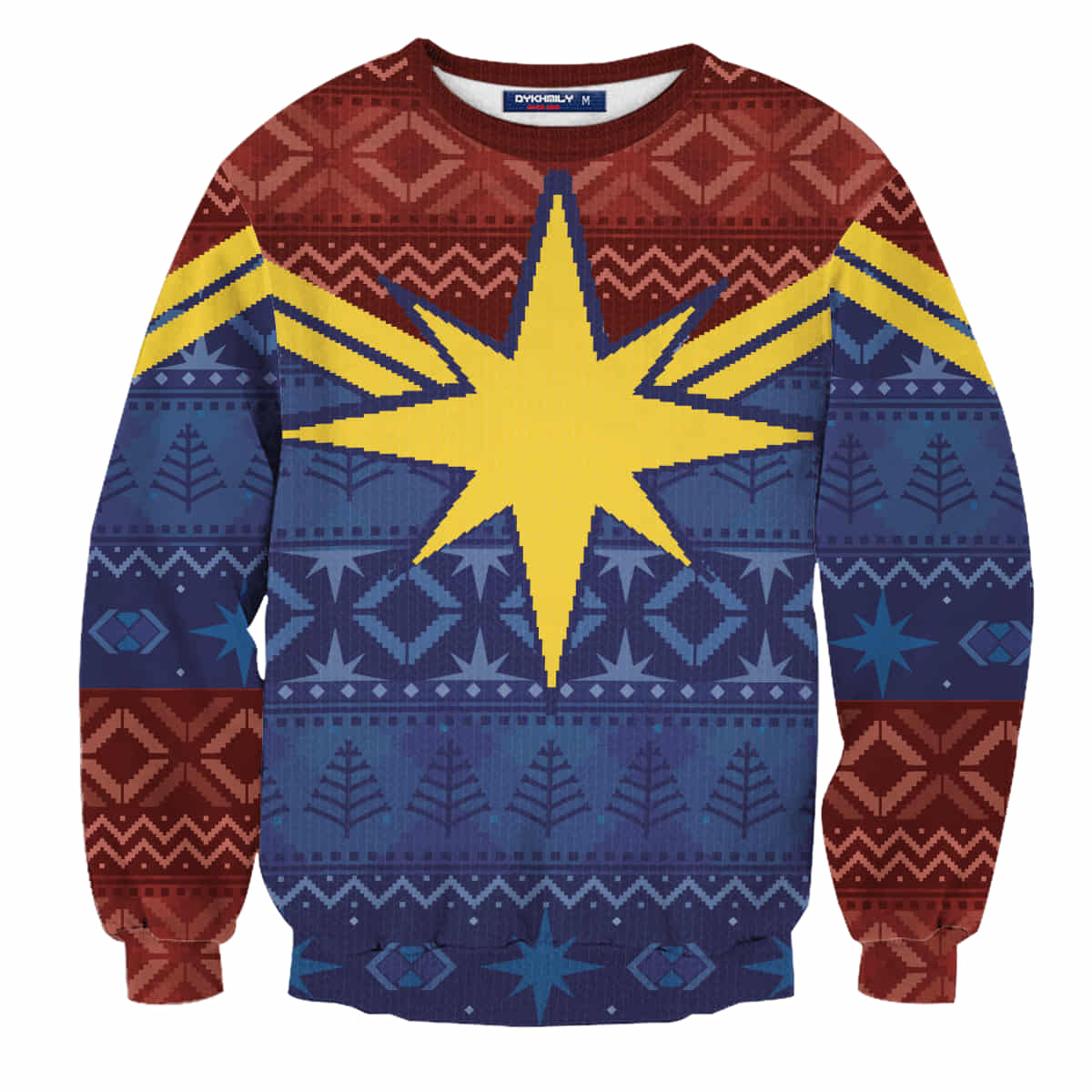 Captain Marvel Wool Knitted Sweater, Protector Of Skies Christmas 3D Sweater