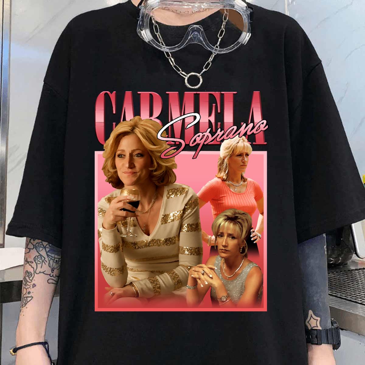 Carmela Soprano T-Shirt, Vintage Edie Falco Mafia Inspired Bootleg Printed