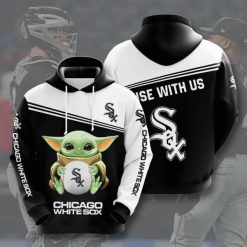 Chicago White Sox Baby Yoda Hoodie All Over Print Black And White