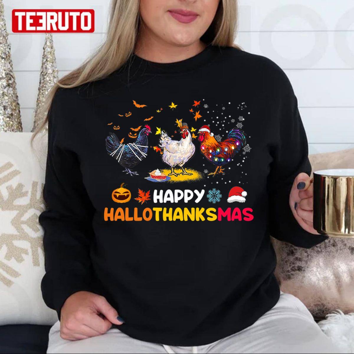 Chicken Happy HalloThanksMas Autumn Thanksgiving Unisex Sweatshirt