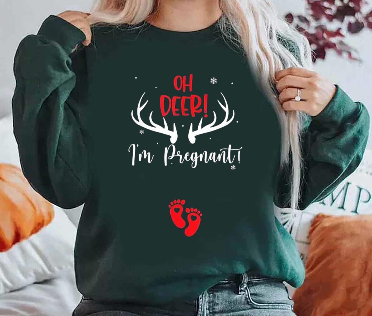 Christmas Pregnancy Announcement Buck Bump Sweatshirt