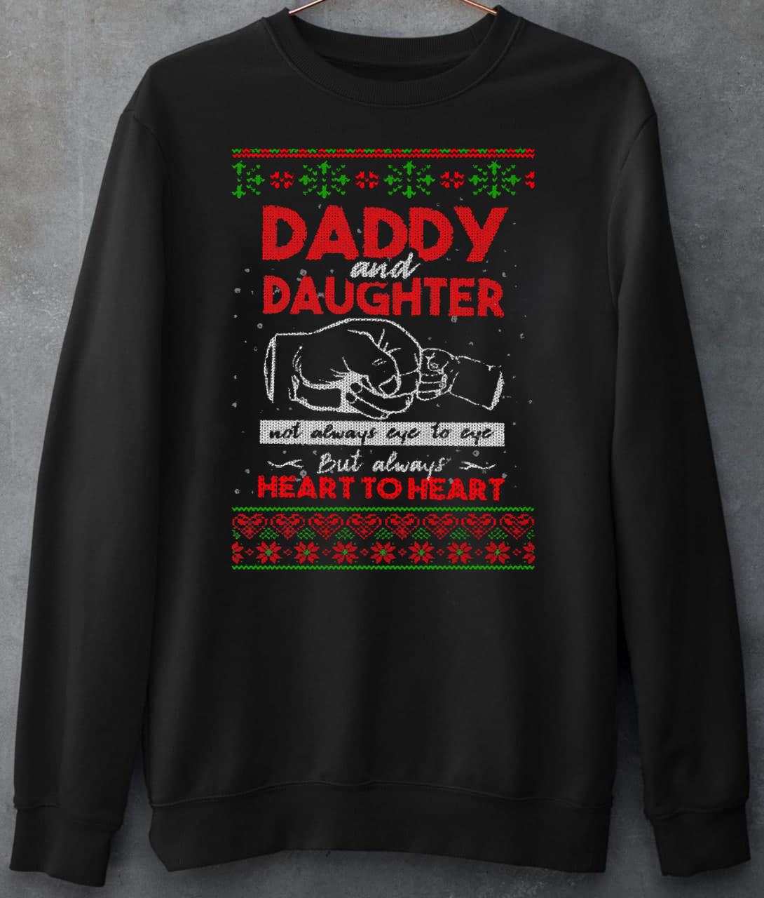 Daddy and Daughter Heart to Heart Chirstmas Ugly T-shirt