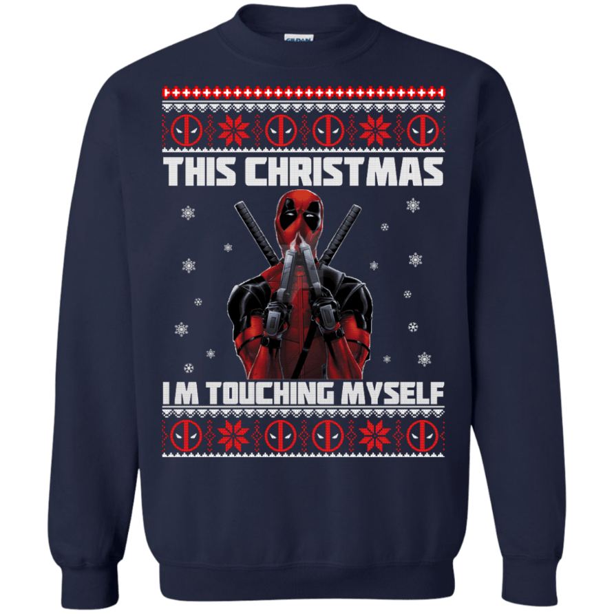 Deadpool Ugly Christmas Sweatshirt I’m Touching Myself