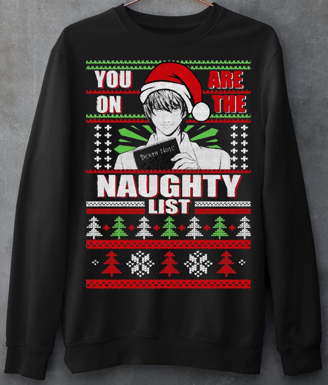 Death Note Chirstmas T-Shirt You Are On The Naughty List