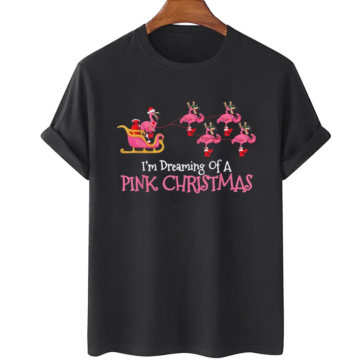 Flamingo I’m Dreaming Of A Pink Christmas Unisex T-Shirt