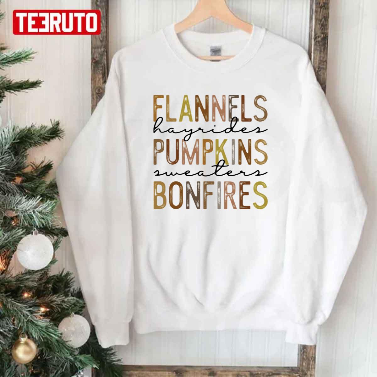 Flannels Hayrides Pumpkins Bonfires Thanksgiving Unisex Sweatshirt