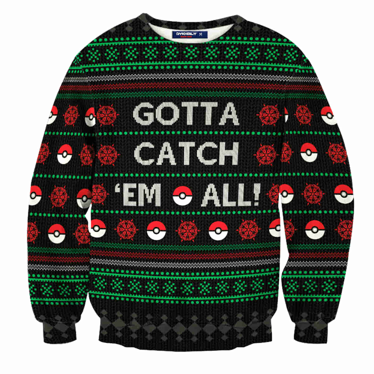Gotta Catch Em All Wool Knitted Sweater, Pokemon 3D Sweater