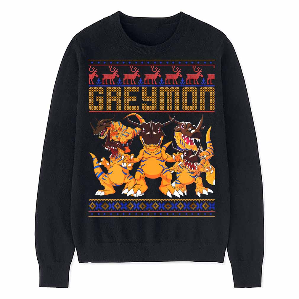 Greymon Digimon Ugly Christmas Sweatshirt