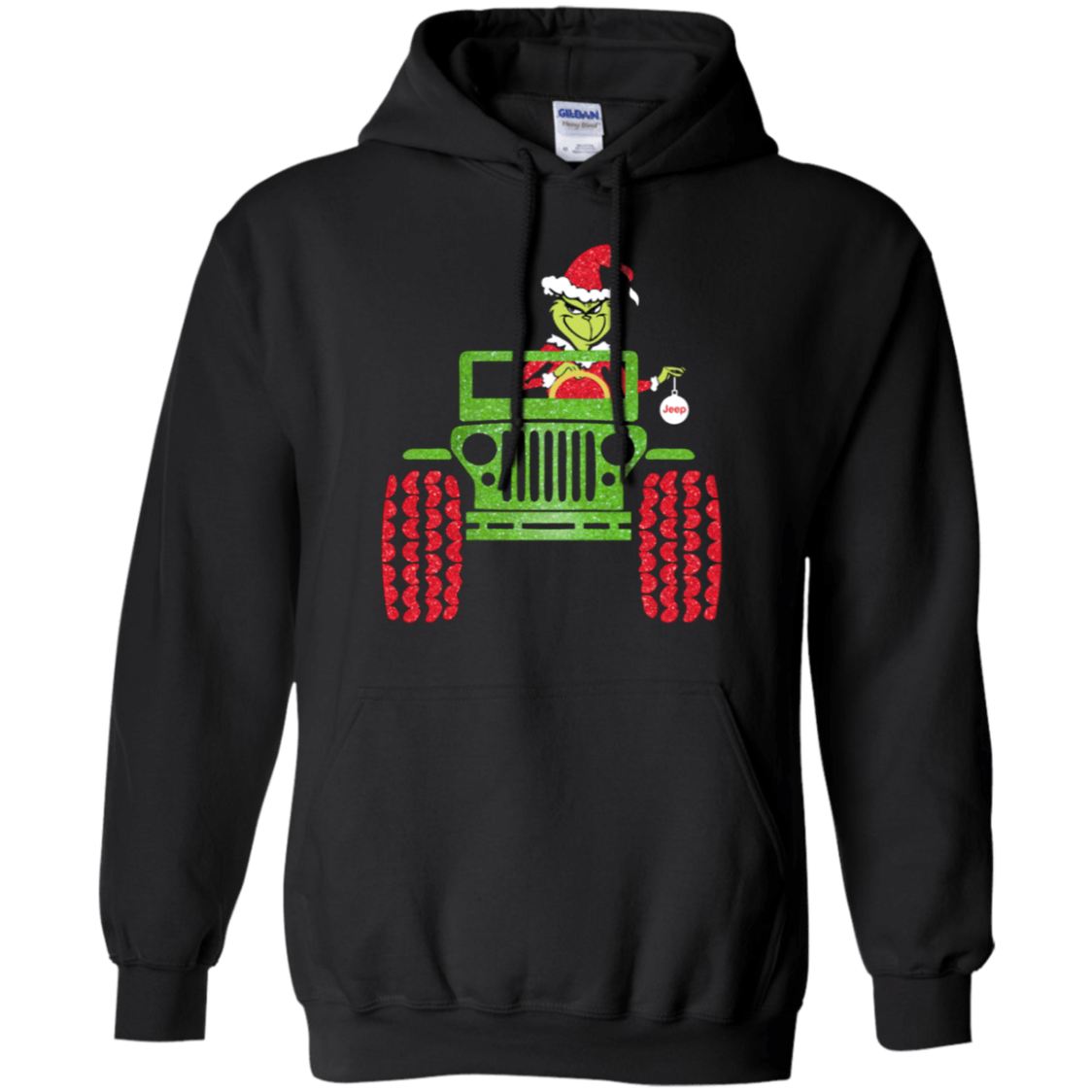 Grinch Driving Jeep Christmas Ugly Hoodie