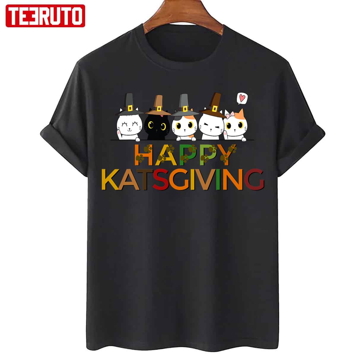 Happy Katsgiving Thanksgiving Cats Pilgrim Unisex T-Shirt
