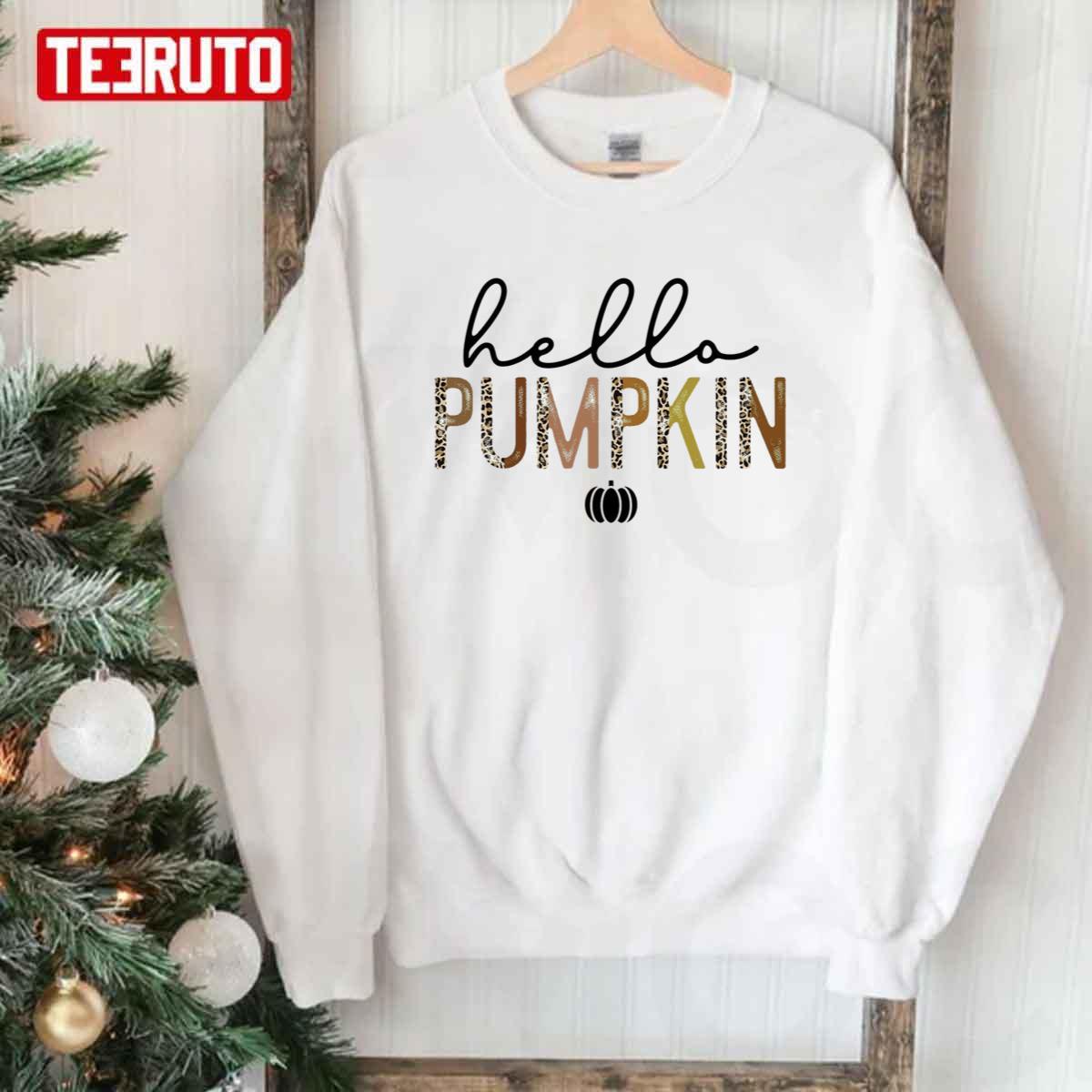 Hello Pumpkin Thanksgiving Leopard Unisex Sweatshirt