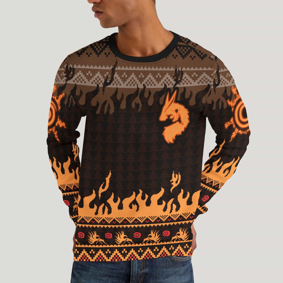 Kurama Naruto Mark Wool Knitted 3D Sweater