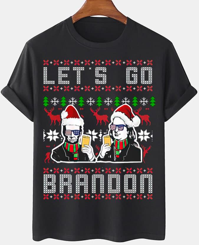 Let’s Go Brandon Christmas T-Shirt Abraham And Benjamin