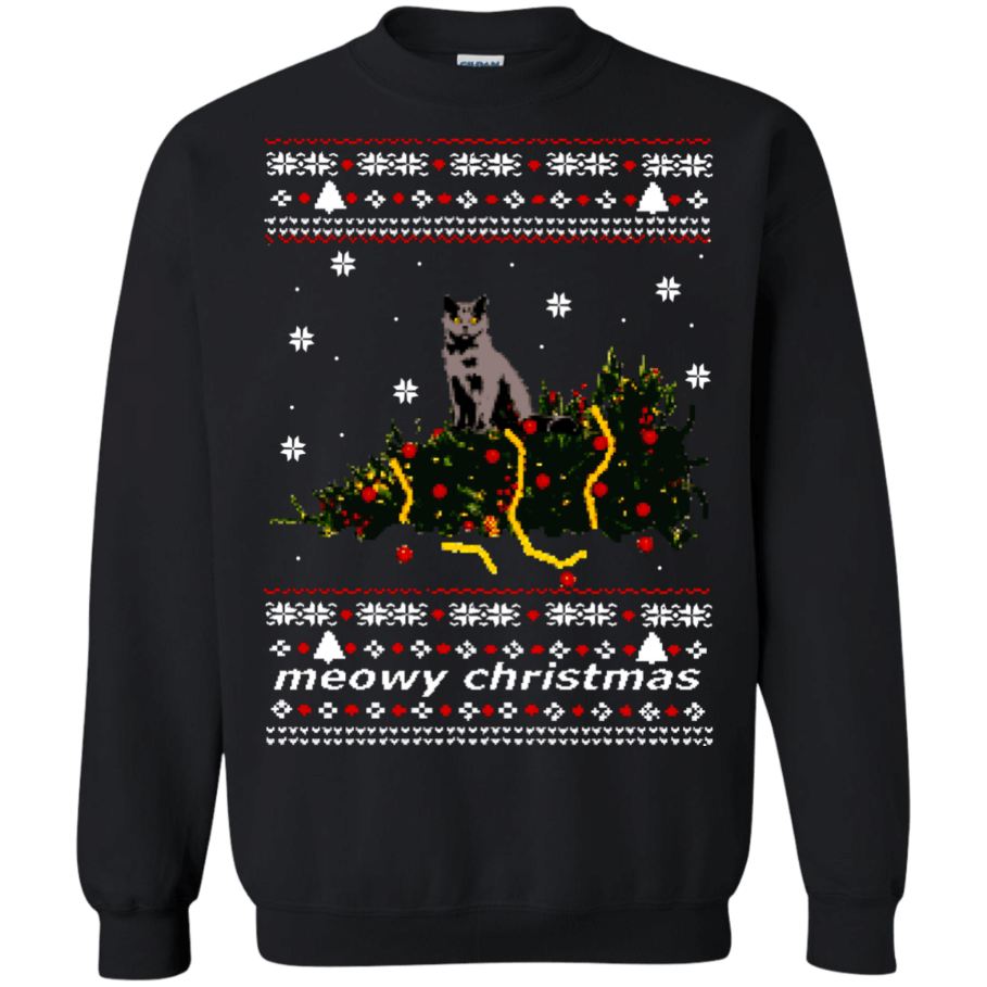 Meowy Christmas Cat Ugly Xmas Sweatshirt