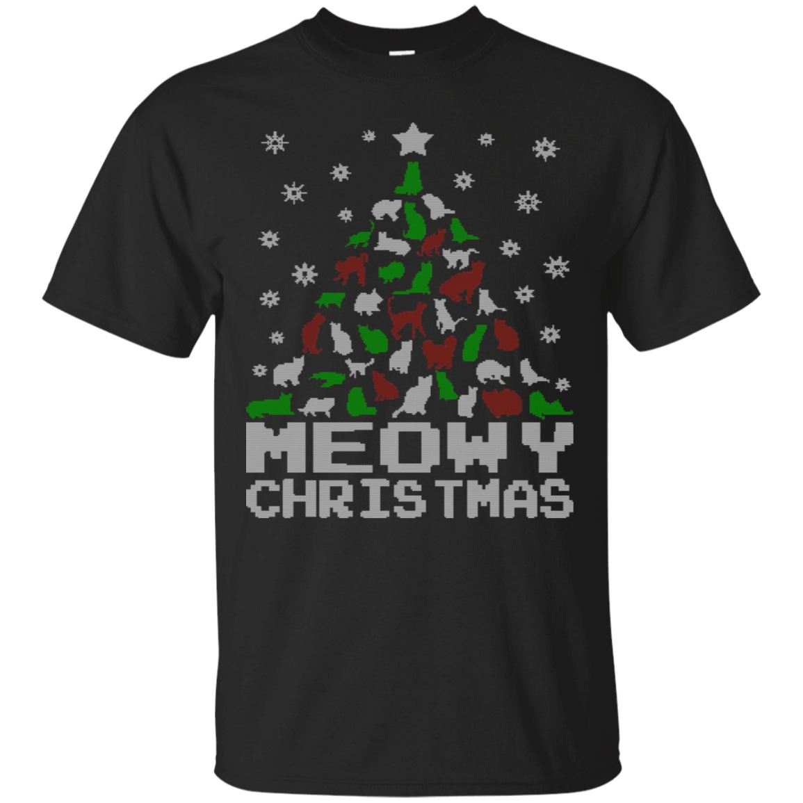Meowy Christmas Cats Tree Ugly Xmas T-Shirt