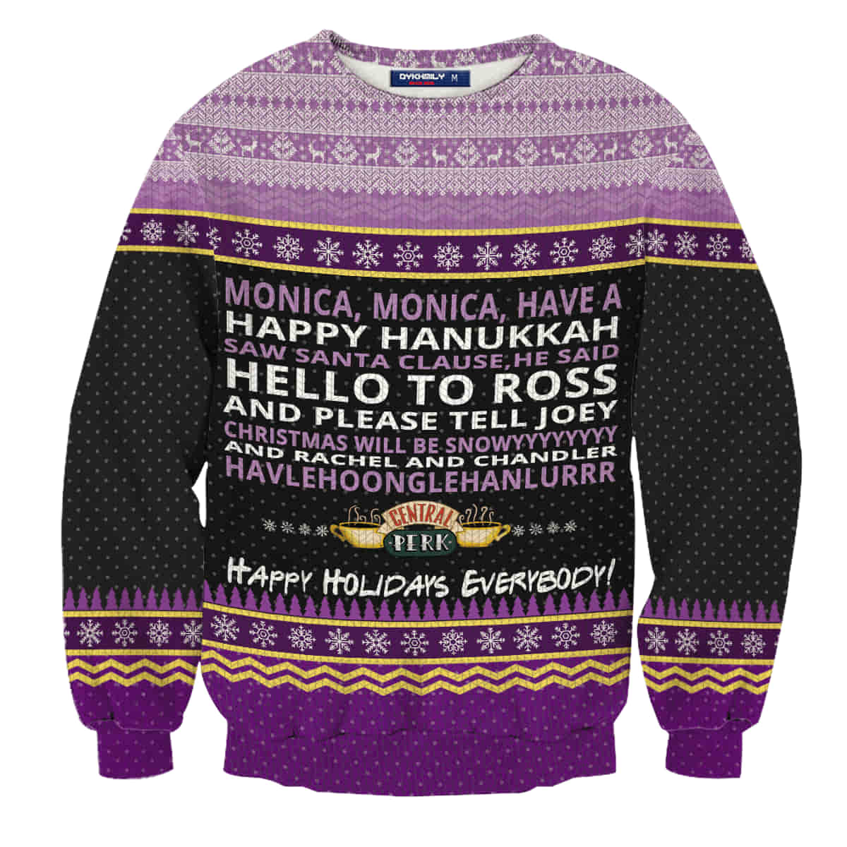 Monica Happy Hanukkah Wool Knitted All Over Print Sweater
