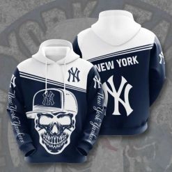 New York Yankees Skull Hat Hoodie 3D