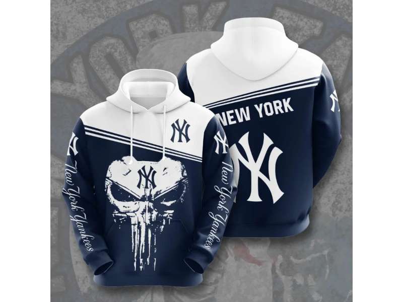 New York Yankees Skull Hoodie 3D
