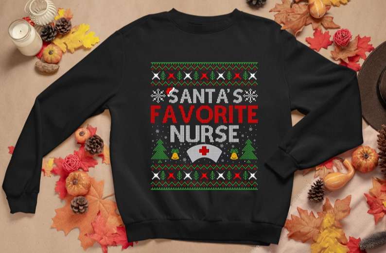 Nurse Xmas Gift Santa's Favorite Nurse Christmas Unisex Sweatshirt