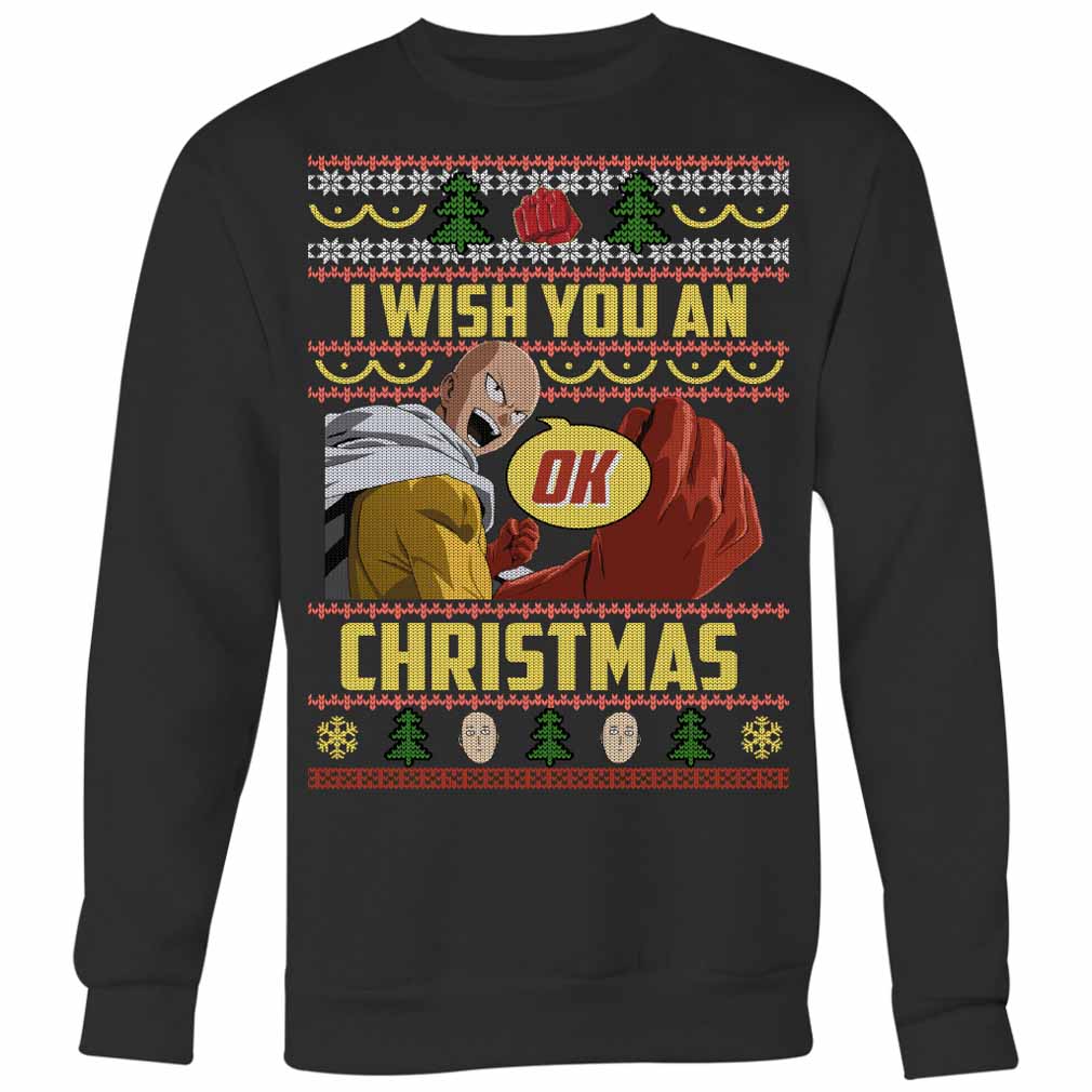 One Punch Man Sweatshirt I Wish You An OK Christmas