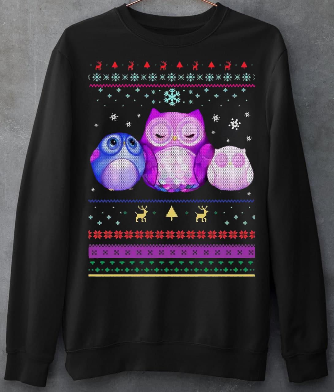 Owl Christmas T-Shirt Ugly Style