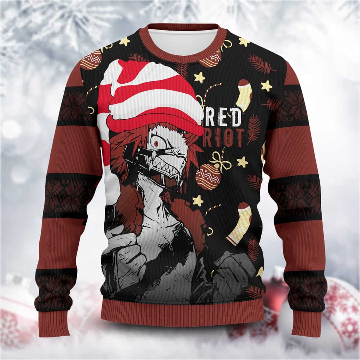 Red Riot Kirishima Wool Knitted Sweater, Christmas My Hero Academia 3D Sweater