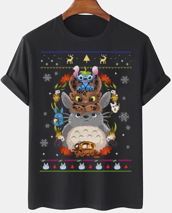 Stitch Night Fury Totoro Christmas T-Shirt