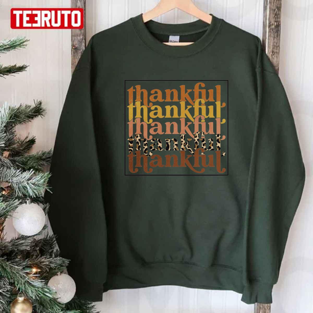 Thankful Fall Thanksgiving Leopard Unisex Sweatshirt