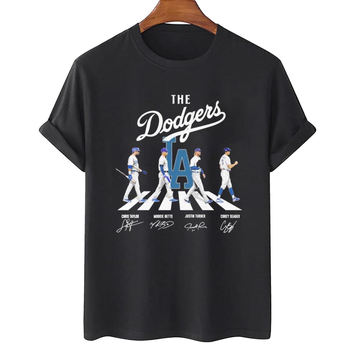 The Dodgers Chris Taylor Mookie Betts Justin Turner Corey Seager Abbey Road Signatures Unisex T-Shirt