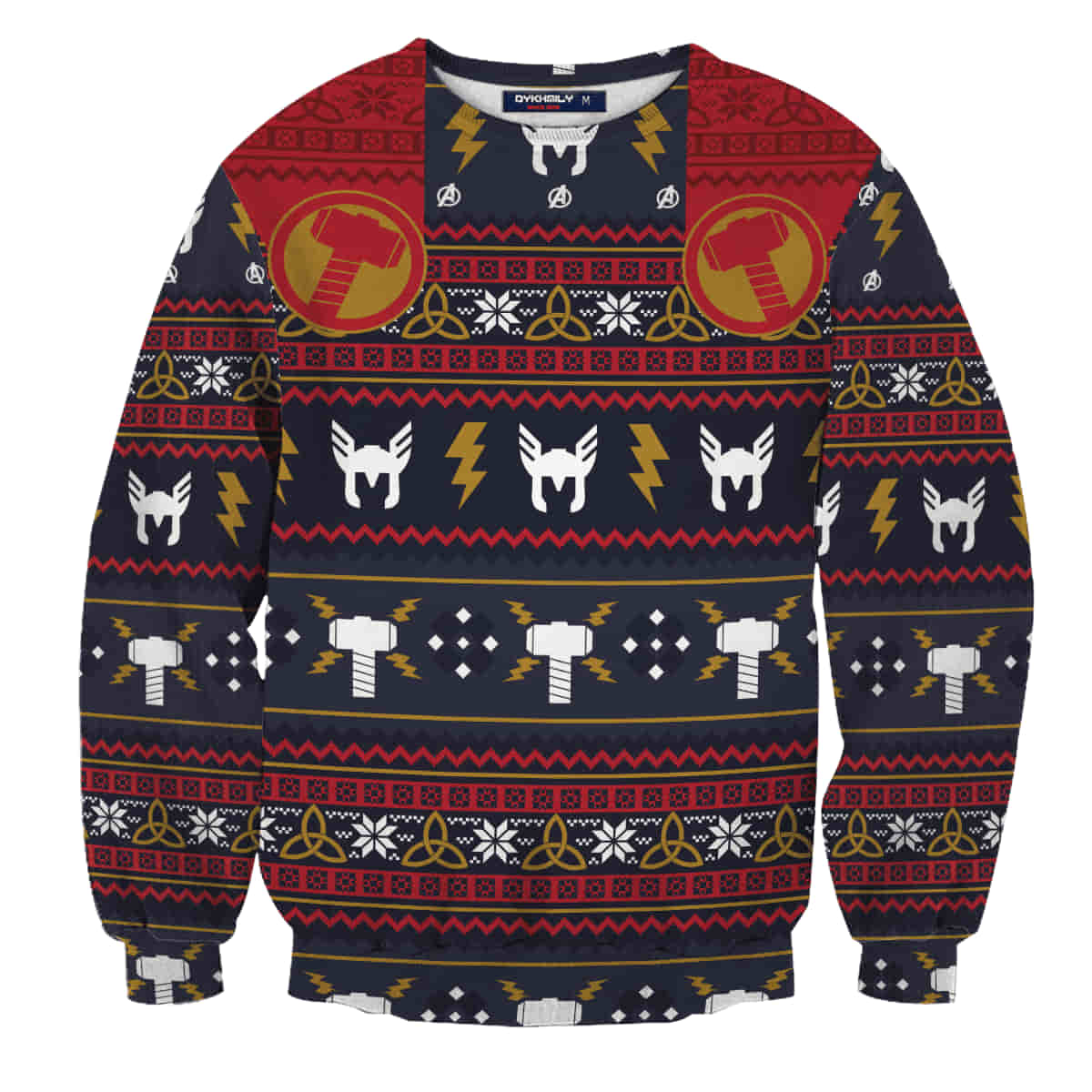 Thunder God Wool Knitted Sweater, Christmas All Over Print 3D Sweater