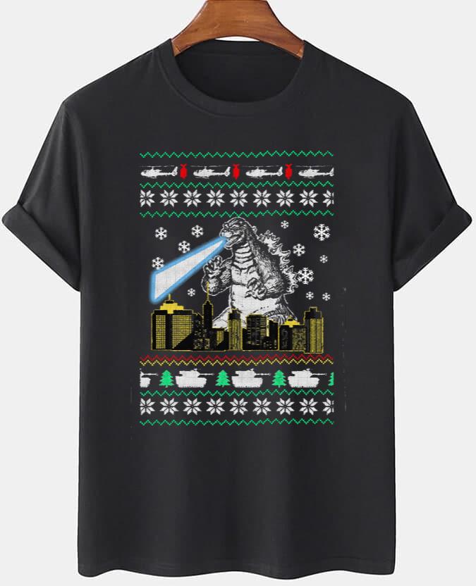 Ugly Godzilla Christmas T-Shirt