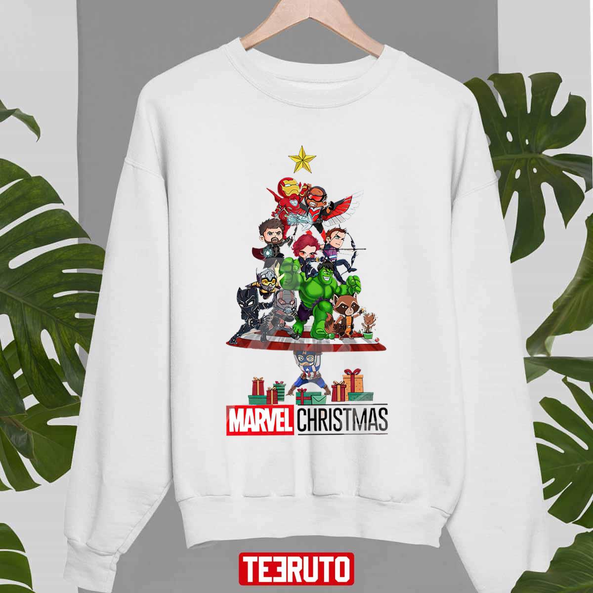 Vintage Marvel Christmas Tree Superhero Unisex Sweatshirt