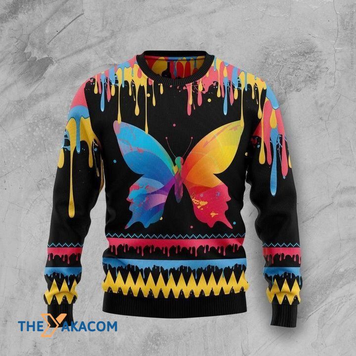 3D Sweater Xmas Colorful Butterfly