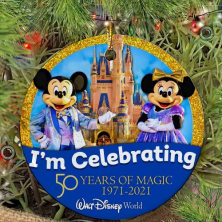 50th Anniversary Mickey Minnie Mouse Christmas 2021 Ceramic Ornament